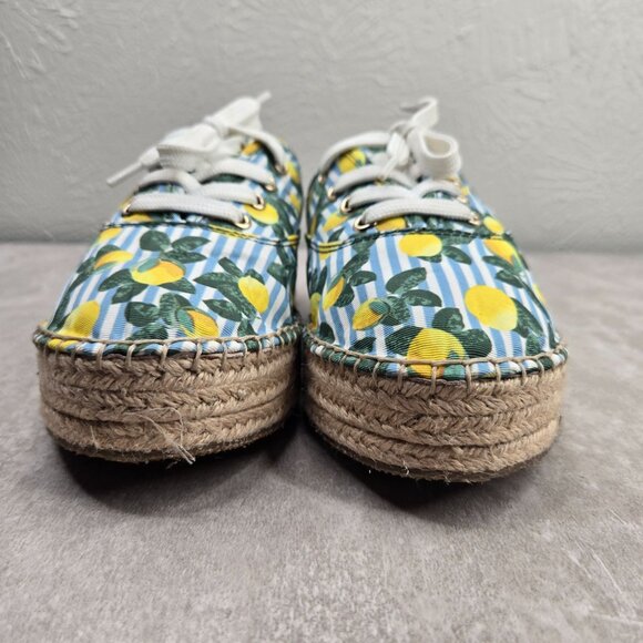 Gianni Bini Espadrille Sneakers Lemon Stripe Canvas Casual Lace Up Shoes Sz 9.5 - Picture 3 of 11